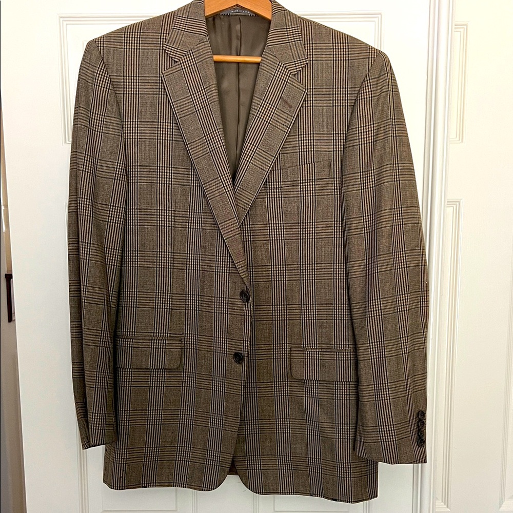 Hickey Freeman Brown Checkered Blazer
